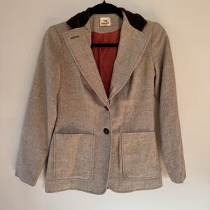 Vintage THE BRANCH Tweed Wool Blend Blazer Velour Collar Joshua Tree 70s Boho xs